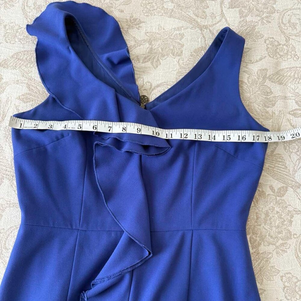 Antonio Melani Royal Blue Sleeveless Dress With Ruffle down Front  Size 6 - Picture 12 of 15